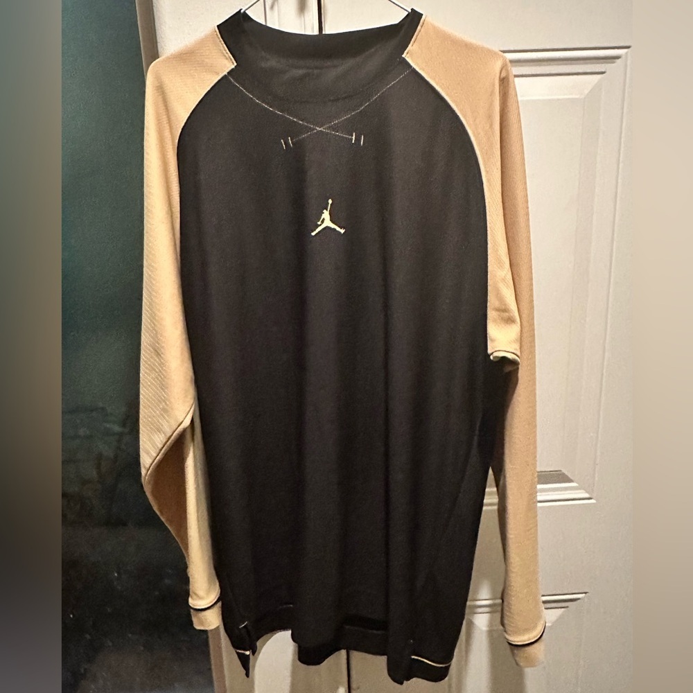 Nike Air Jordan AJ34 Raglan Long Sleeve Shirt Black and Khaki